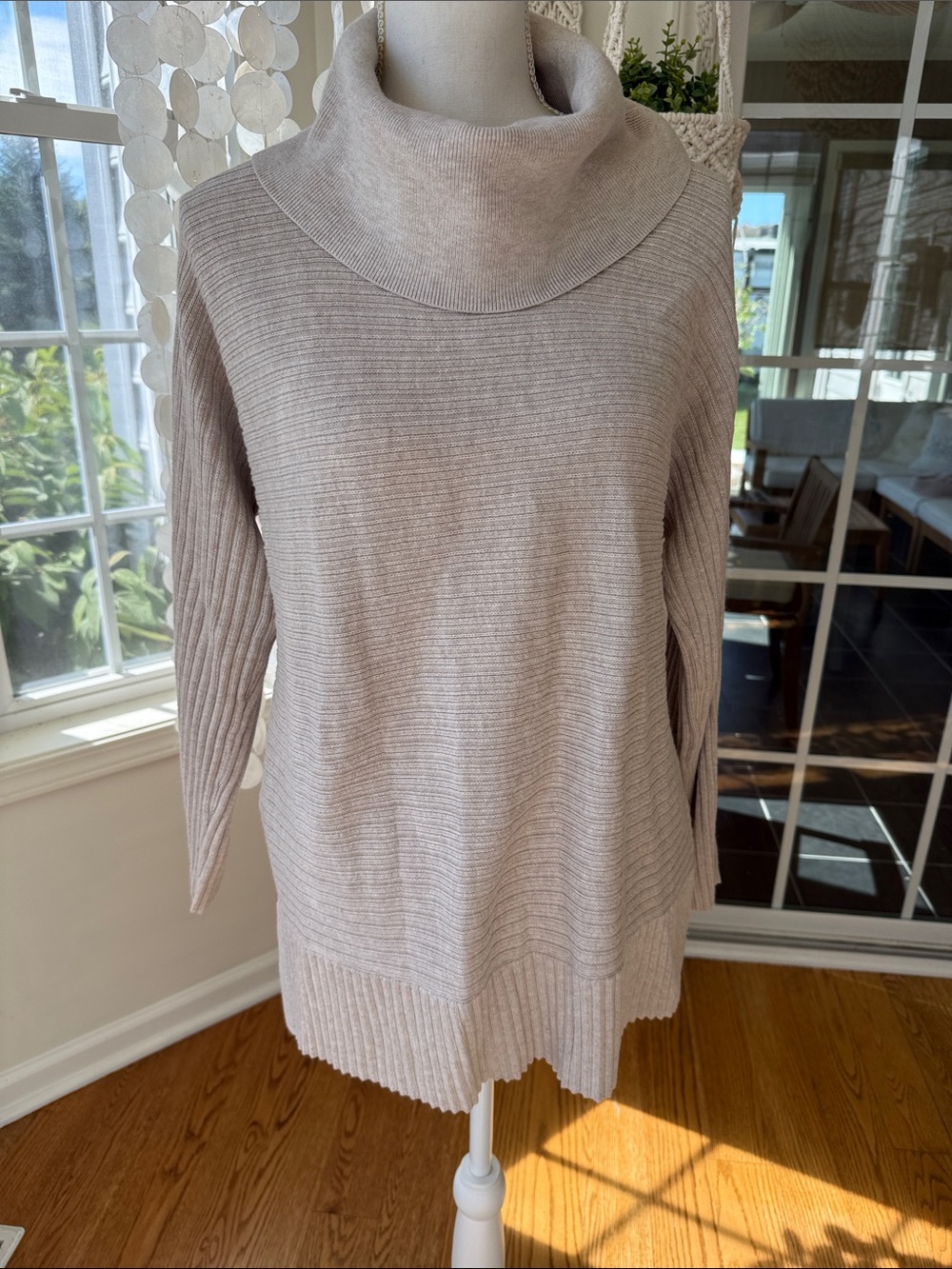 Talbots Cozy Women's Taupe Cowl Neck Sweater large
